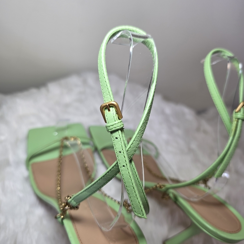 Bottega Veneta Stretch Chain Sandals Pistachio Green Square Toe EU 38.5/US 8.5 - Picture 8 of 16